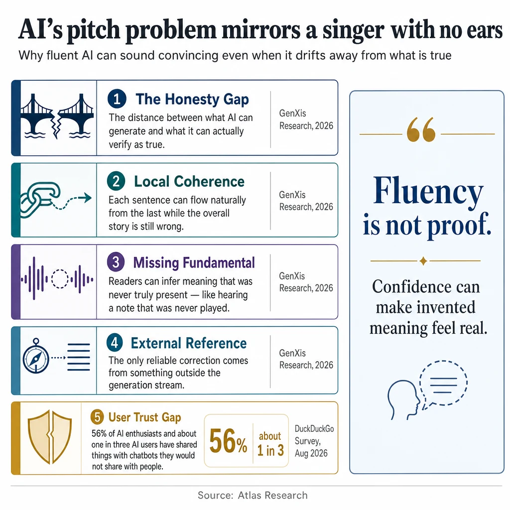 Infographic: AI's pitch problem mirrors a singer with no ears